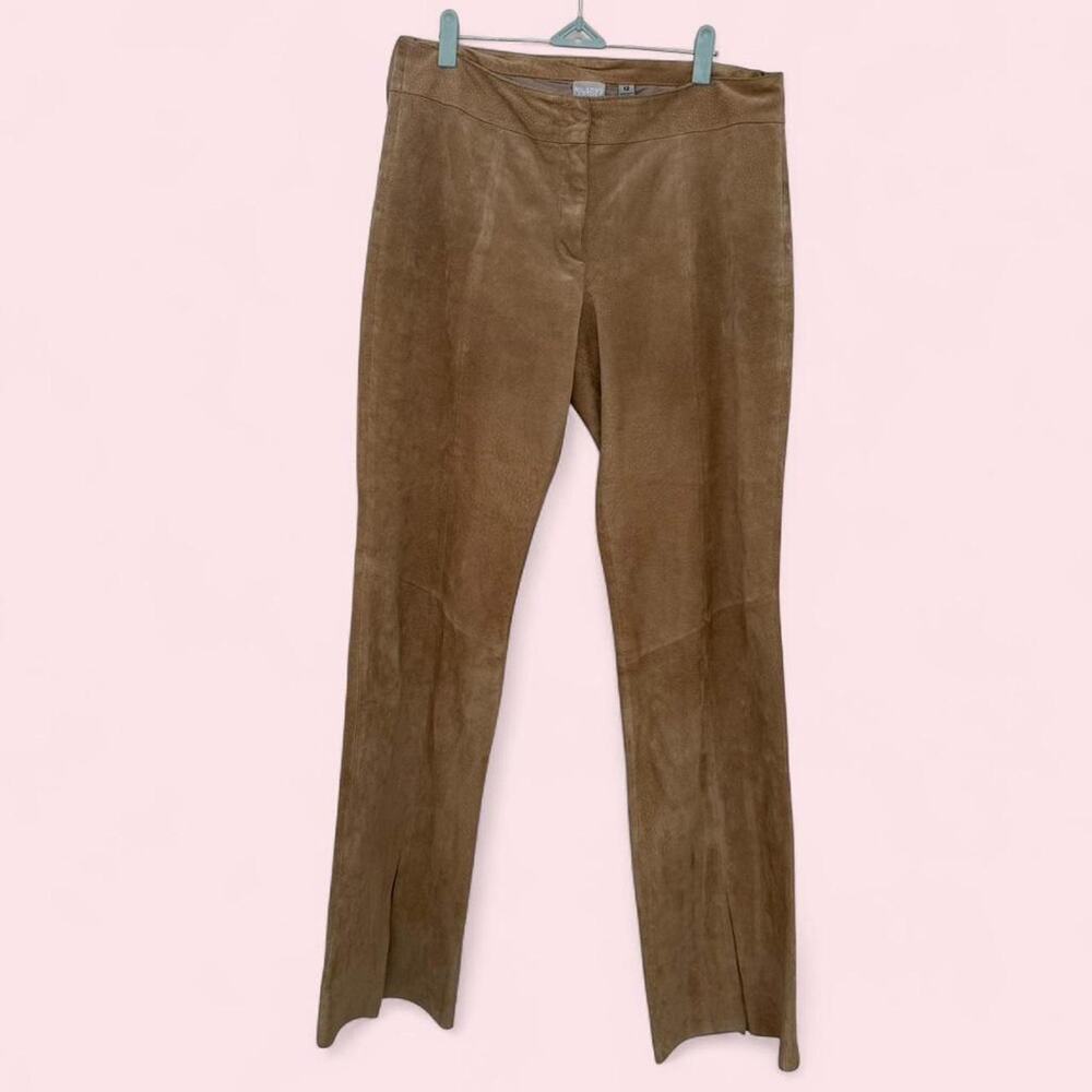 Y2K Wilson’s‎ Leather Maxima Tan Suede Flare Trousers — Size 12
